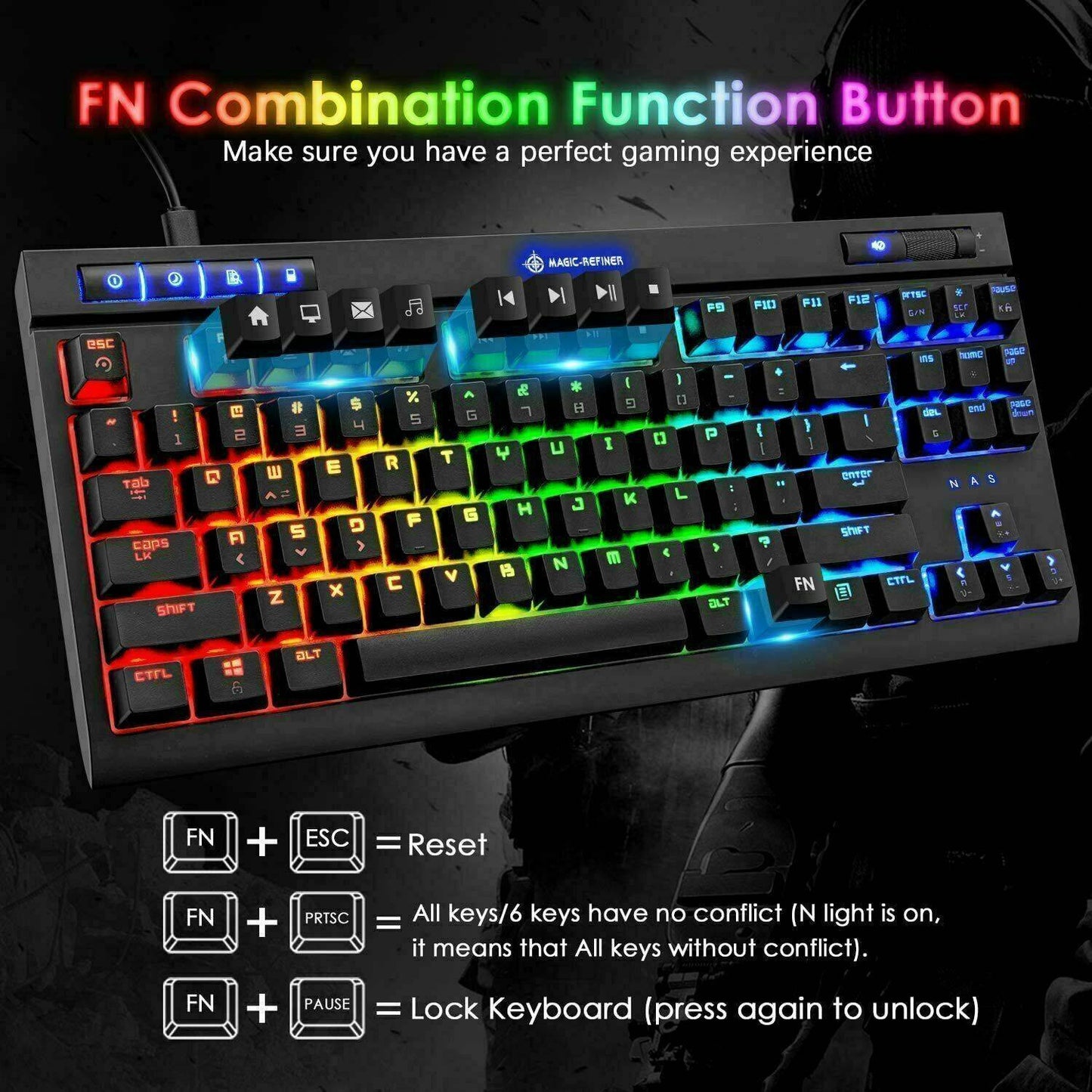 87 Keys Wired Mechanical Gaming Keyboard Type C