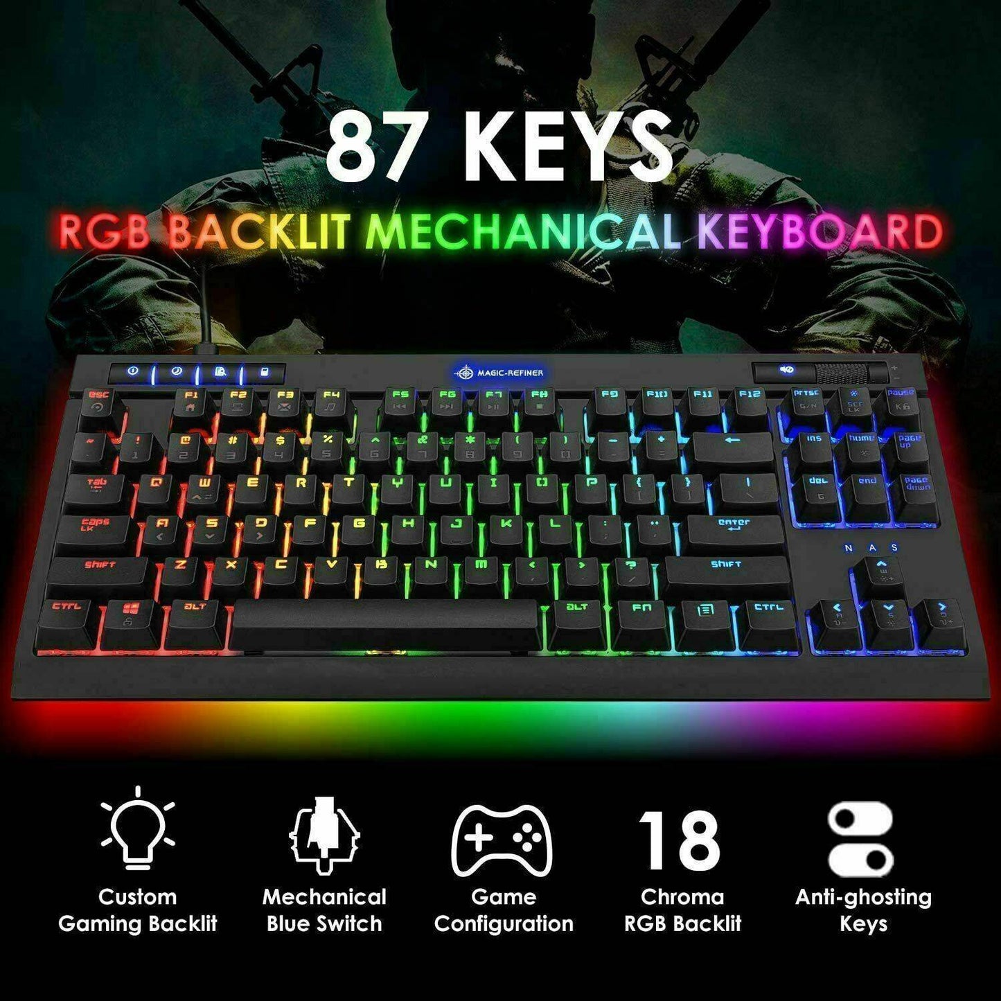 87 Keys Wired Mechanical Gaming Keyboard Type C